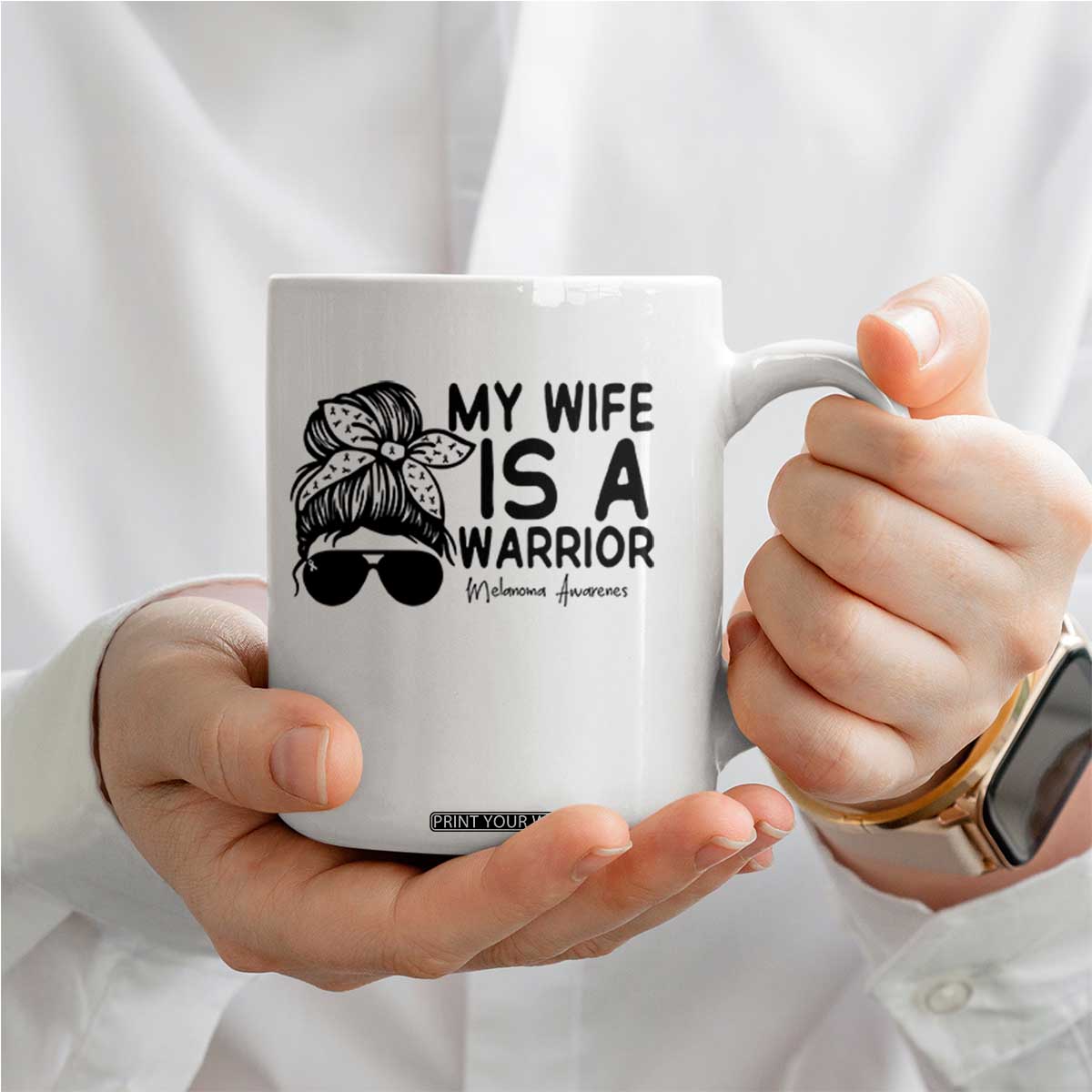 My Wife Is A Warrior Coffee Mug Melanoma Awareness Husband Gift TS12 Print Your Wear