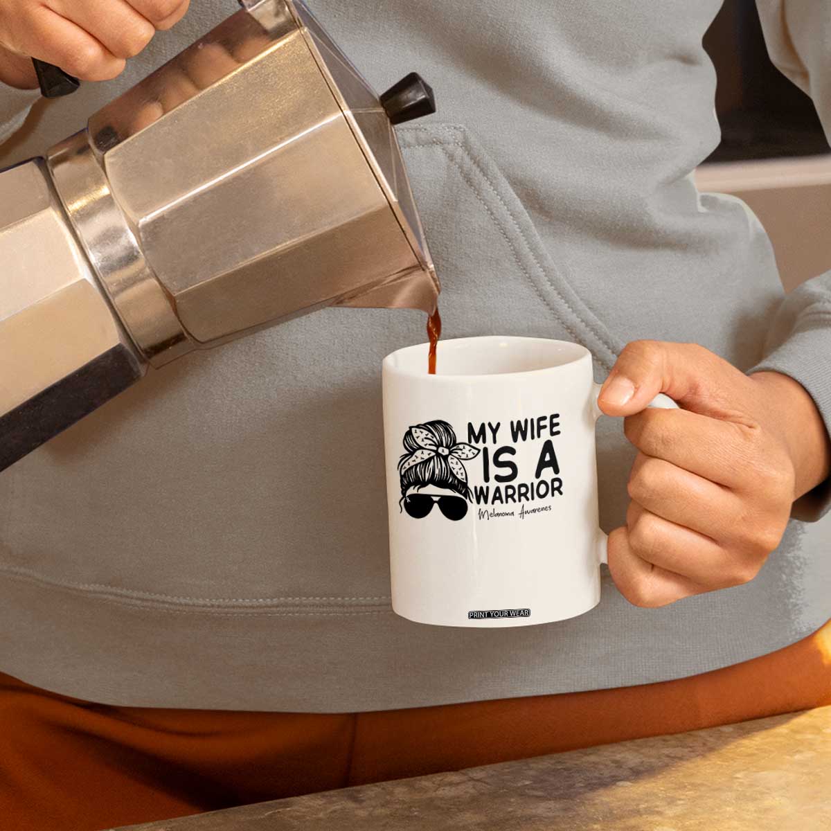 My Wife Is A Warrior Coffee Mug Melanoma Awareness Husband Gift TS12 Print Your Wear