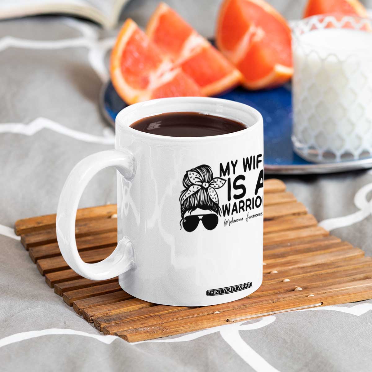 My Wife Is A Warrior Coffee Mug Melanoma Awareness Husband Gift TS12 Print Your Wear