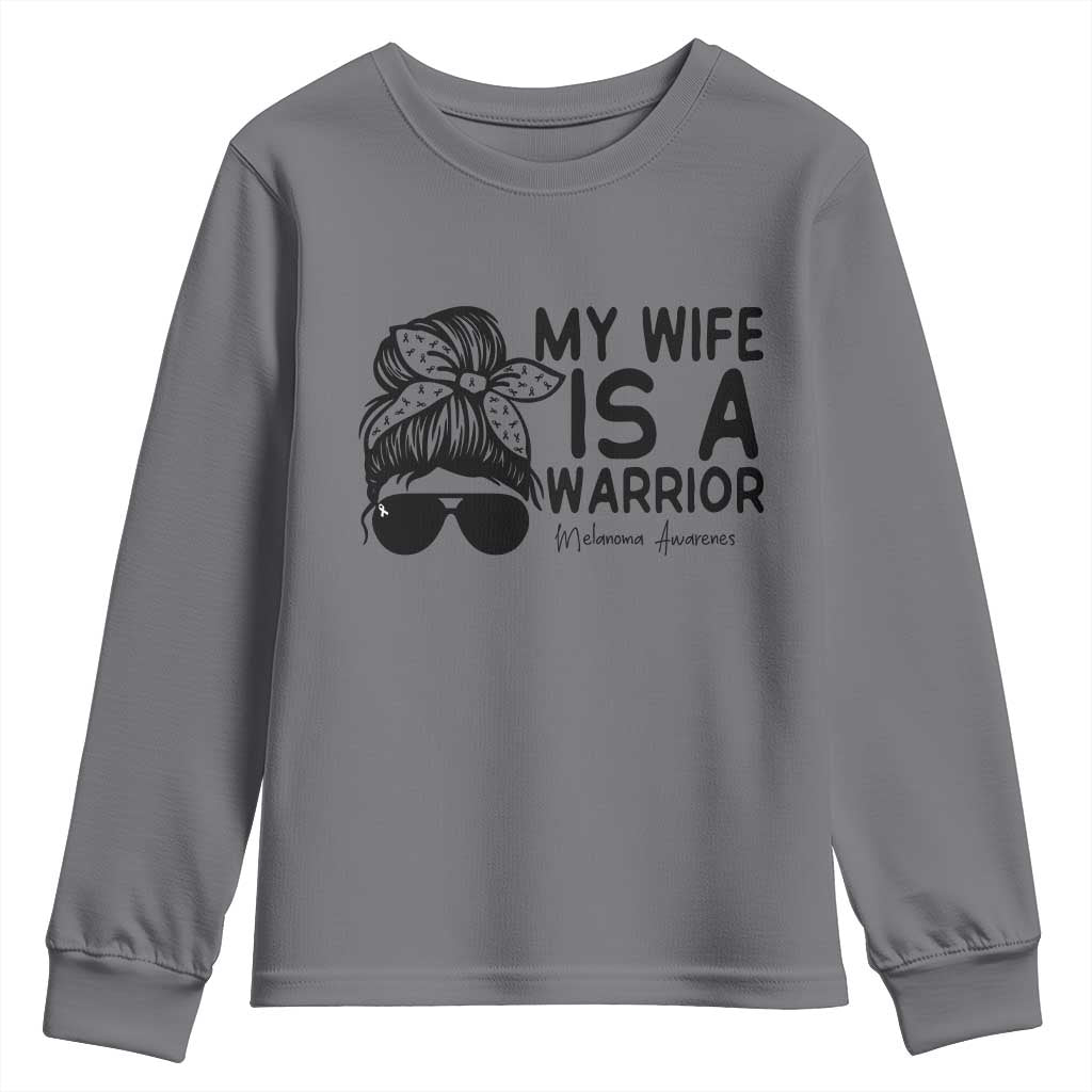 My Wife Is A Warrior Youth Sweatshirt Melanoma Awareness Husband Gift TS12 Charcoal Print Your Wear