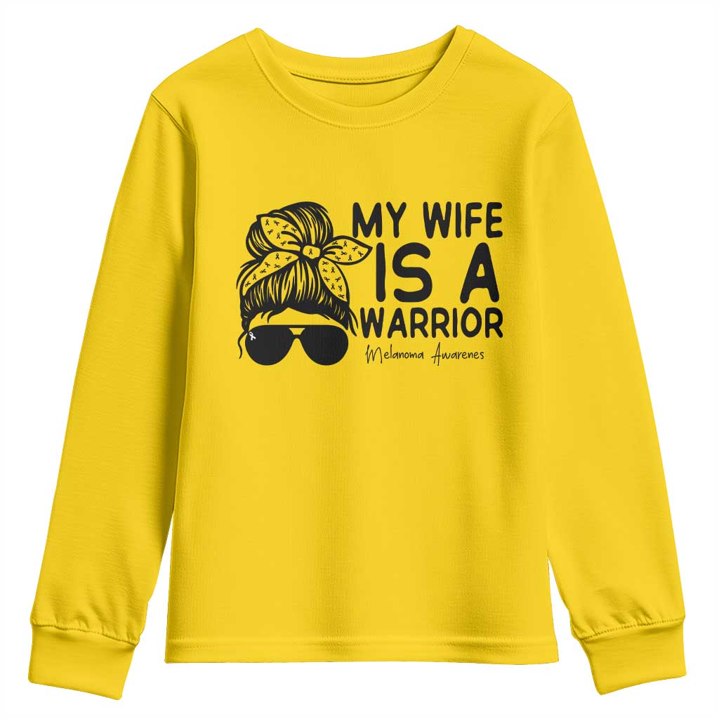 My Wife Is A Warrior Youth Sweatshirt Melanoma Awareness Husband Gift TS12 Daisy Print Your Wear