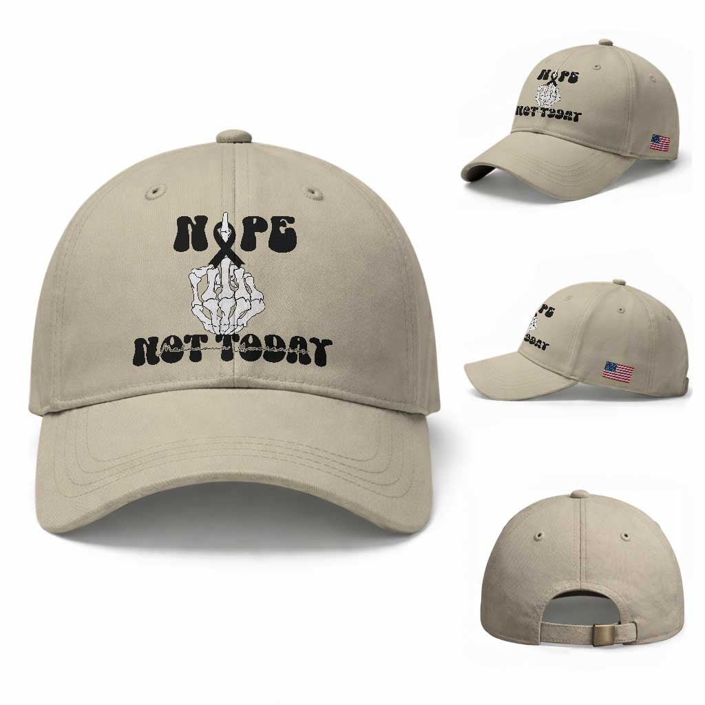 Melanoma Fighter Gift Baseball Cap Funny Skeleton Nope Not Today TS12 Baseball Cap Universal Fit Beige Print Your Wear