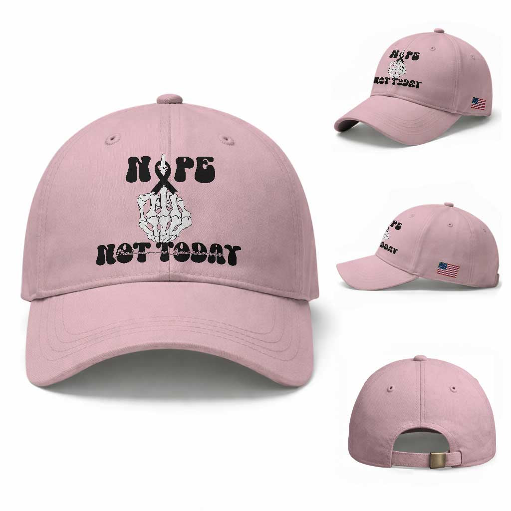 Melanoma Fighter Gift Baseball Cap Funny Skeleton Nope Not Today TS12 Baseball Cap Universal Fit Light Pink Print Your Wear