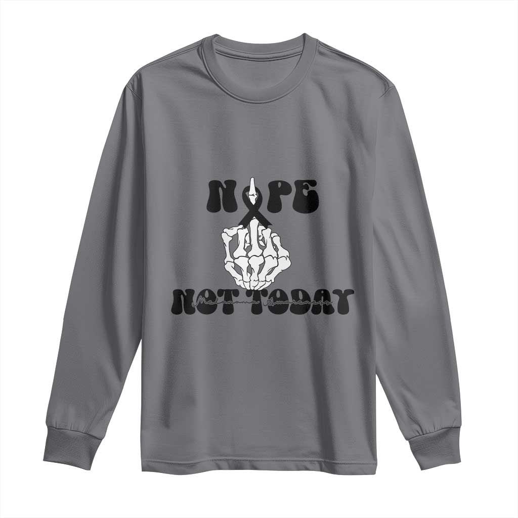 Melanoma Fighter Gift Long Sleeve Shirt Funny Skeleton Nope Not Today TS12 Charcoal Print Your Wear