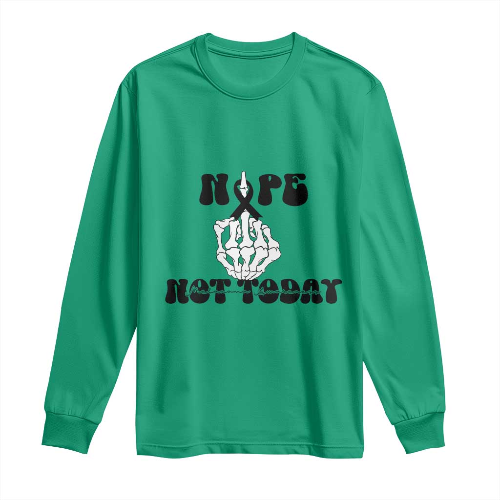Melanoma Fighter Gift Long Sleeve Shirt Funny Skeleton Nope Not Today TS12 Irish Green Print Your Wear