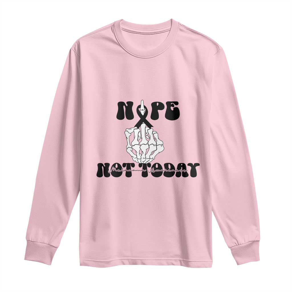 Melanoma Fighter Gift Long Sleeve Shirt Funny Skeleton Nope Not Today TS12 Light Pink Print Your Wear
