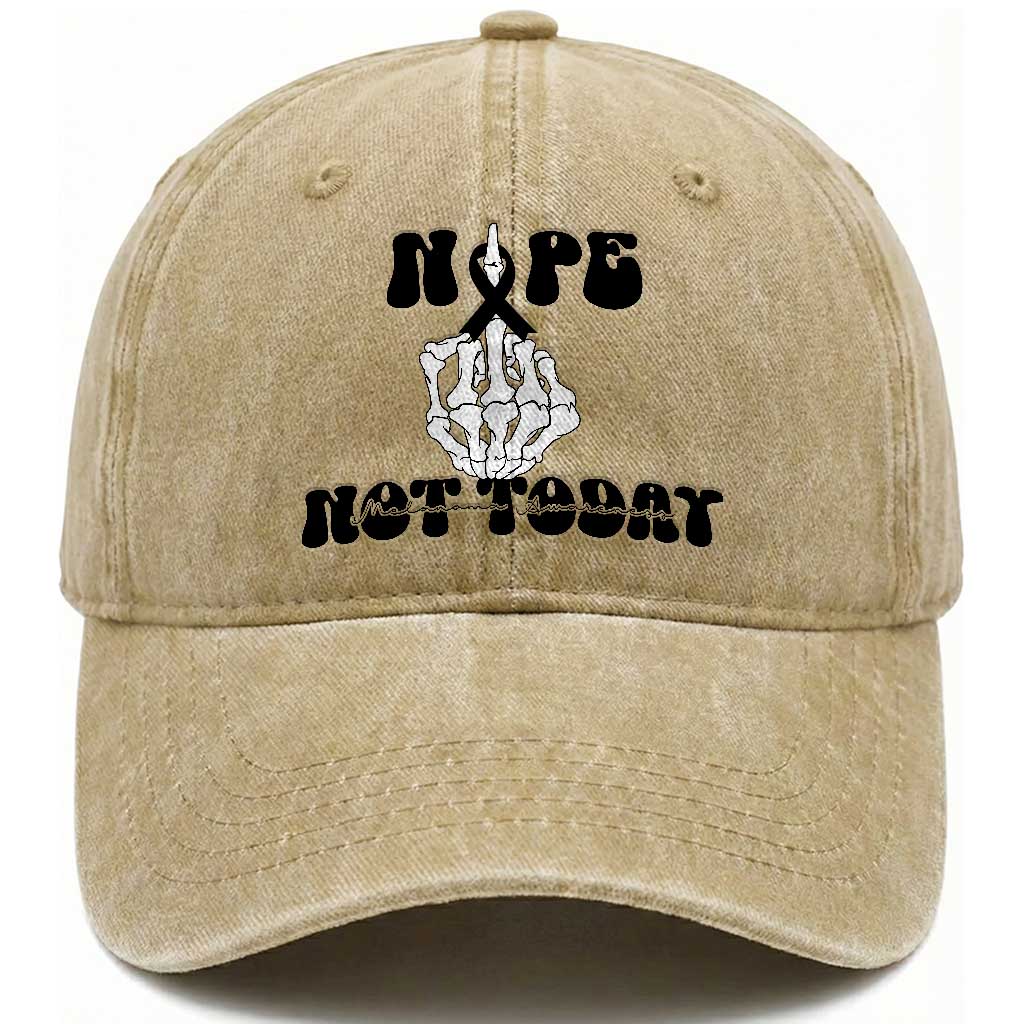 Melanoma Fighter Gift Washed Cotton Baseball Cap Funny Skeleton Nope Not Today TS12 Print Your Wear