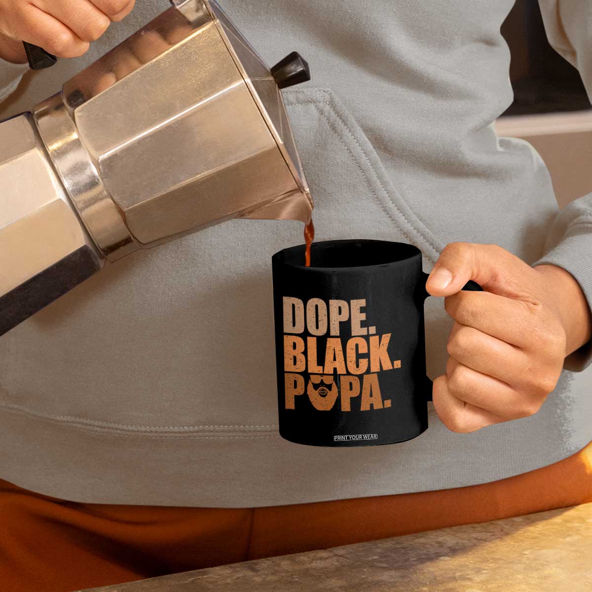 Dope Black Papa Coffee Mug Proud African American Fathers Day Gift TS12 Print Your Wear
