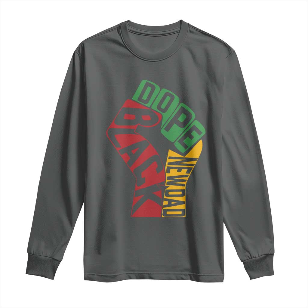 First Fathers Day Black Dad Long Sleeve Shirt New Dad Gift TS12 Dark Heather Print Your Wear