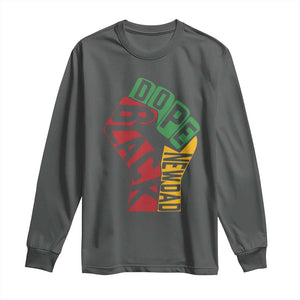 First Fathers Day Black Dad Long Sleeve Shirt New Dad Gift TS12 Dark Heather Print Your Wear