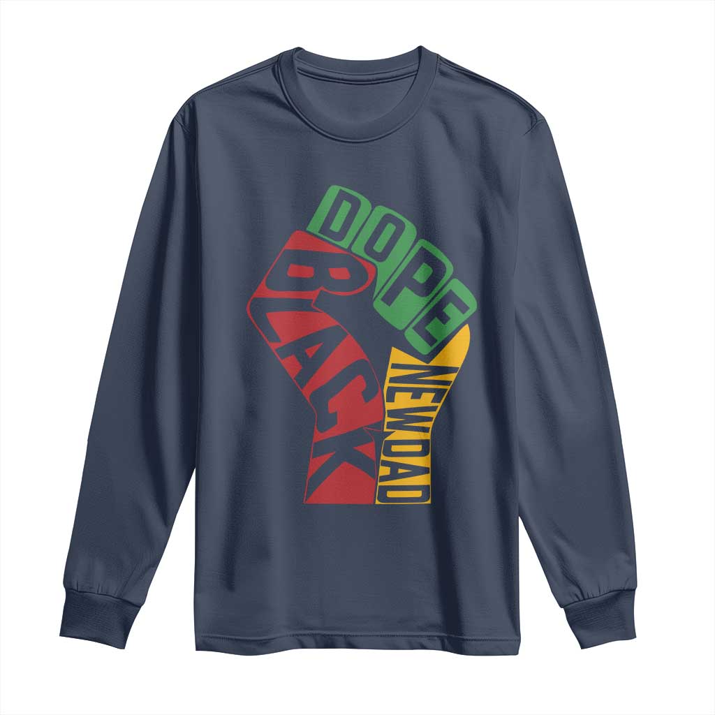 First Fathers Day Black Dad Long Sleeve Shirt New Dad Gift TS12 Navy Print Your Wear