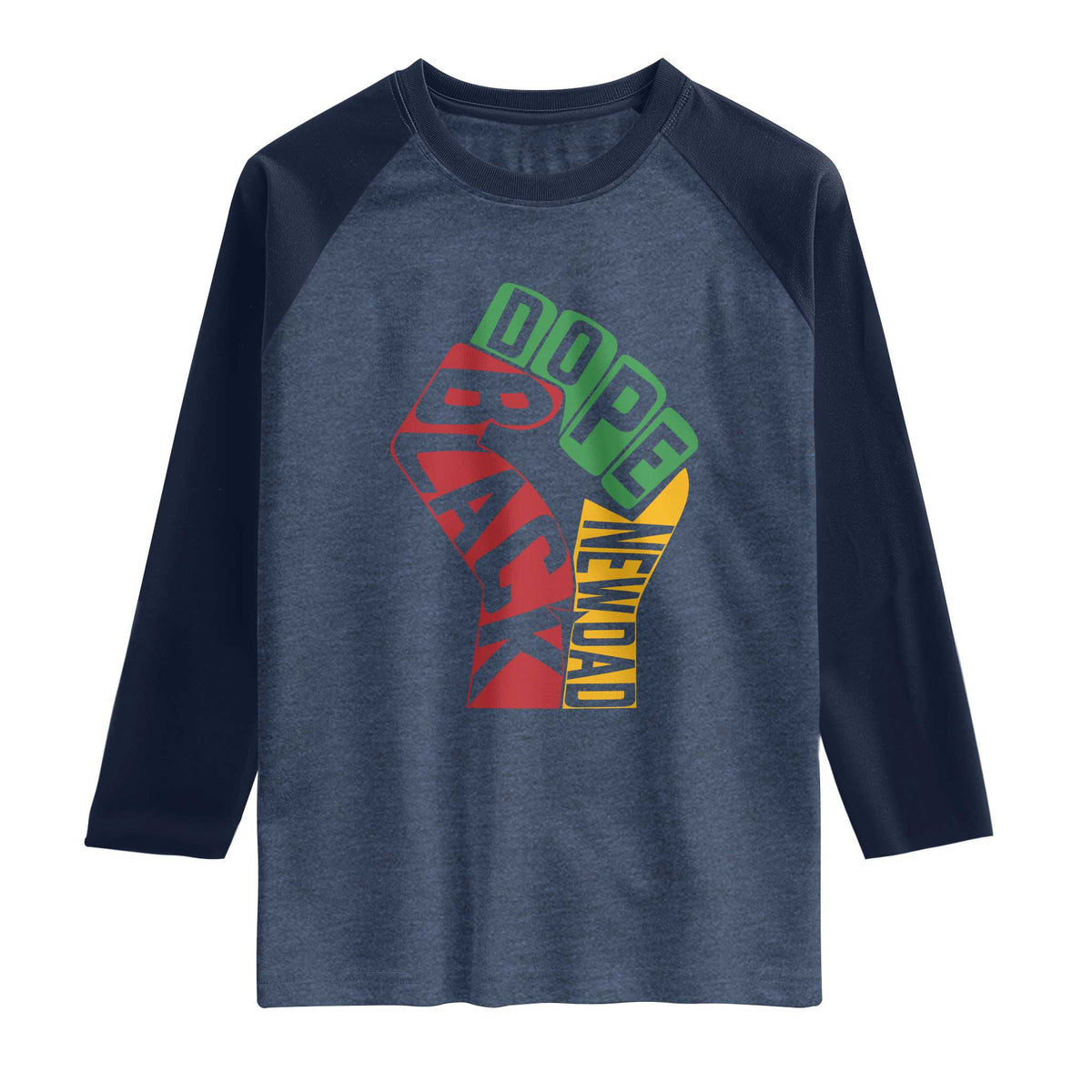 First Fathers Day Black Dad Raglan Shirt New Dad Gift TS12 Heather Denim Navy Print Your Wear