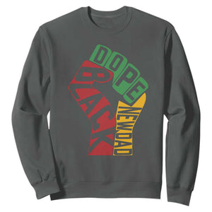 First Fathers Day Black Dad Sweatshirt New Dad Gift TS12 Dark Heather Print Your Wear