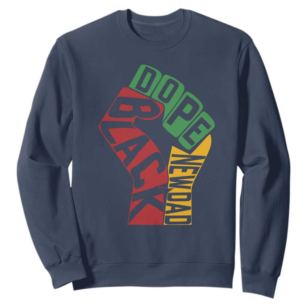 First Fathers Day Black Dad Sweatshirt New Dad Gift TS12 Navy Print Your Wear