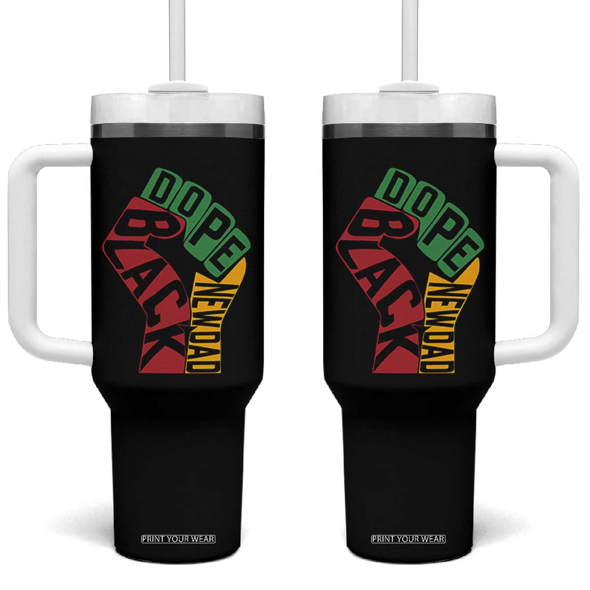 First Fathers Day Black Dad Tumbler With Handle New Dad Gift TS12 One Size: 40 oz Black Print Your Wear