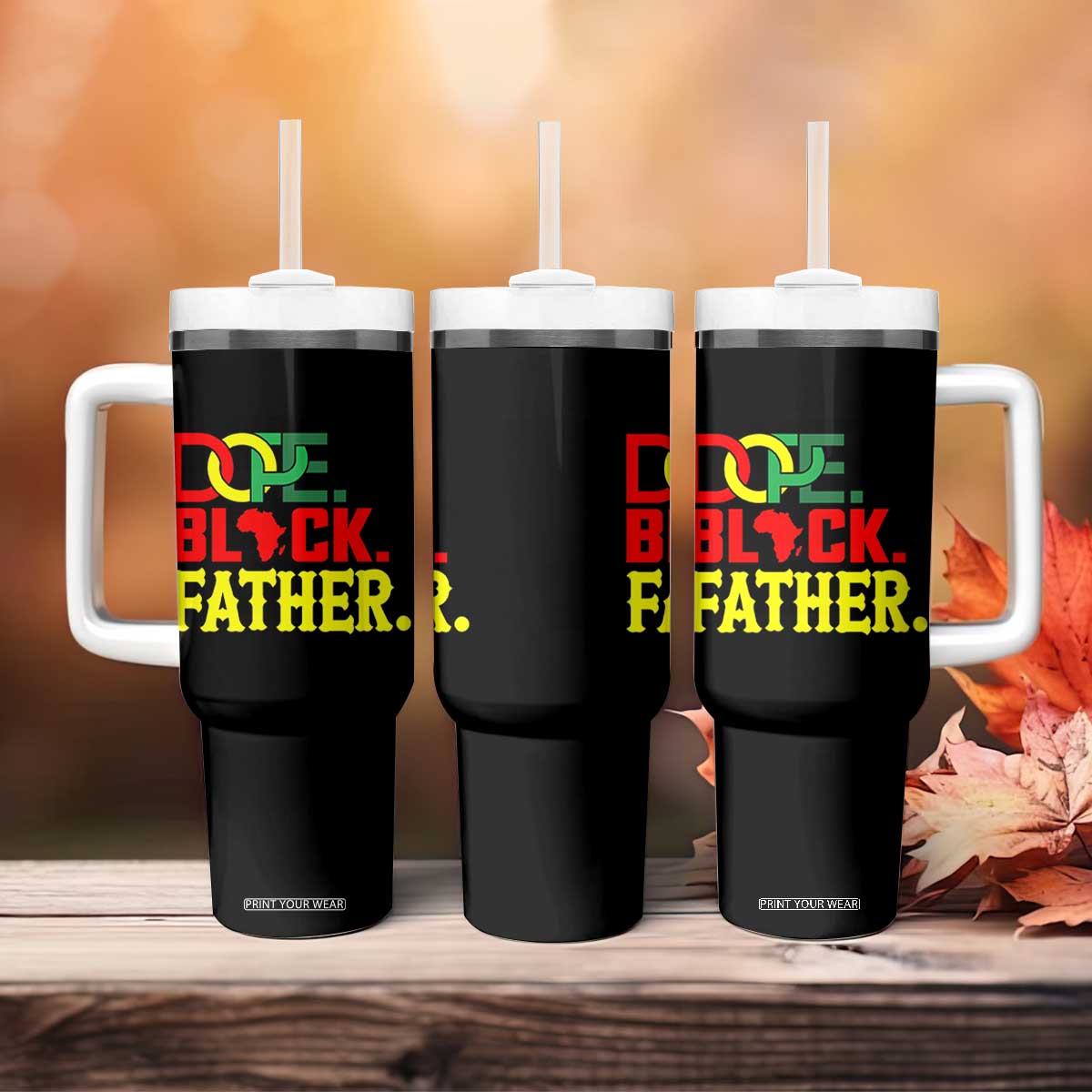 Dope Black Father Tumbler With Handle Proud Black Father Gift TS12 Print Your Wear