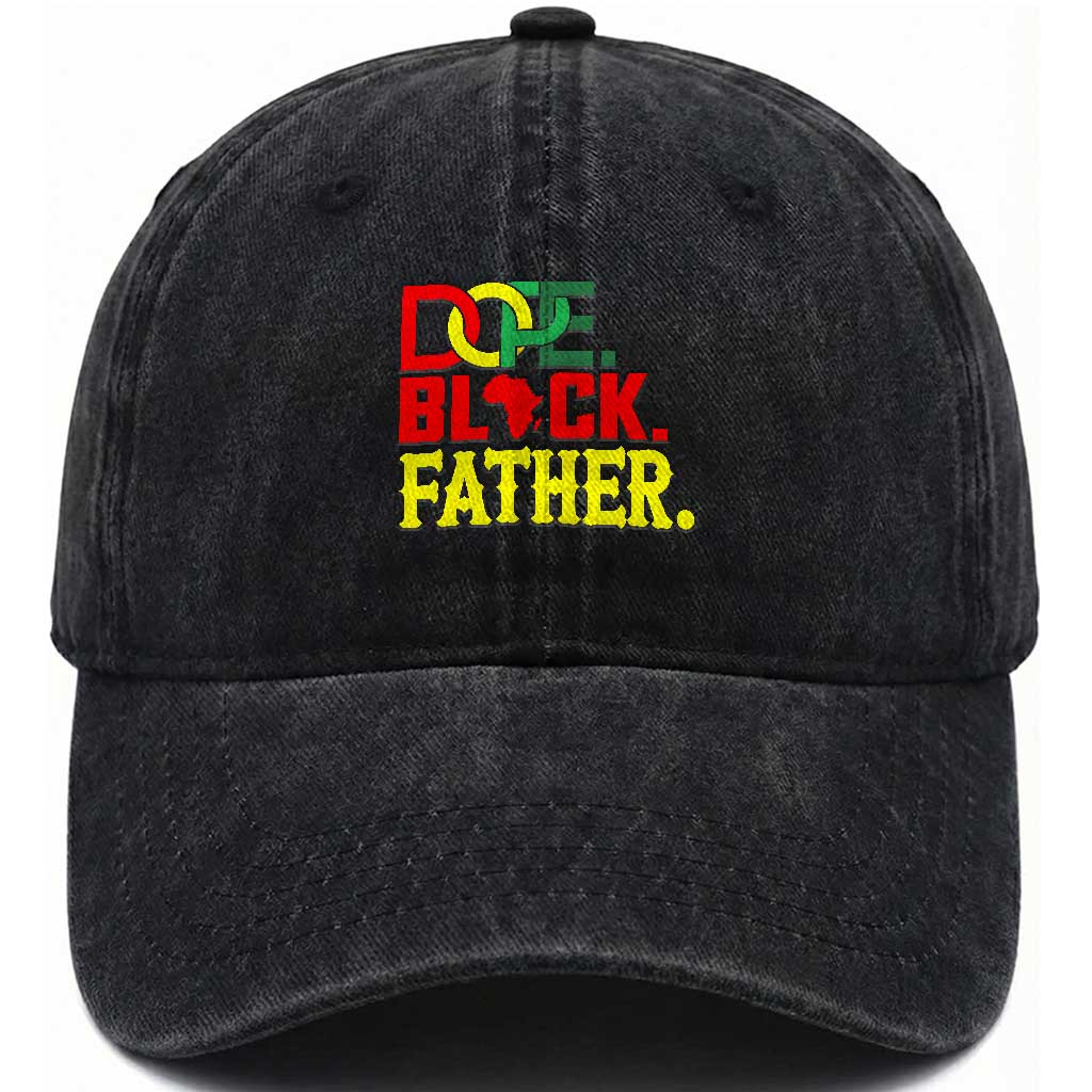 Dope Black Father Washed Cotton Baseball Cap Proud Black Father Gift TS12 Print Your Wear