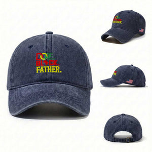 Dope Black Father Washed Cotton Baseball Cap Proud Black Father Gift TS12 Washed Cap Universal Fit Navy Print Your Wear
