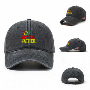 Dope Black Father Washed Cotton Baseball Cap Proud Black Father Gift TS12 Washed Cap Universal Fit Dark Gray Print Your Wear
