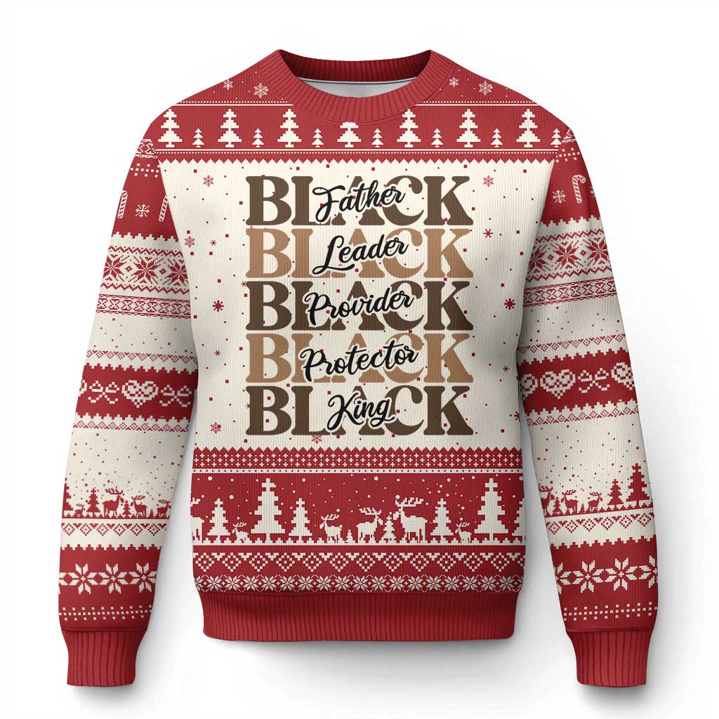 Father Leader Provider Protector King Ugly Christmas Sweater Proud Black Dad Gift TS12 Beige Red Print Your Wear