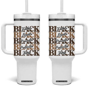 Father Leader Provider Protector King Tumbler With Handle Proud Black Dad Gift TS12 One Size: 40 oz White Print Your Wear