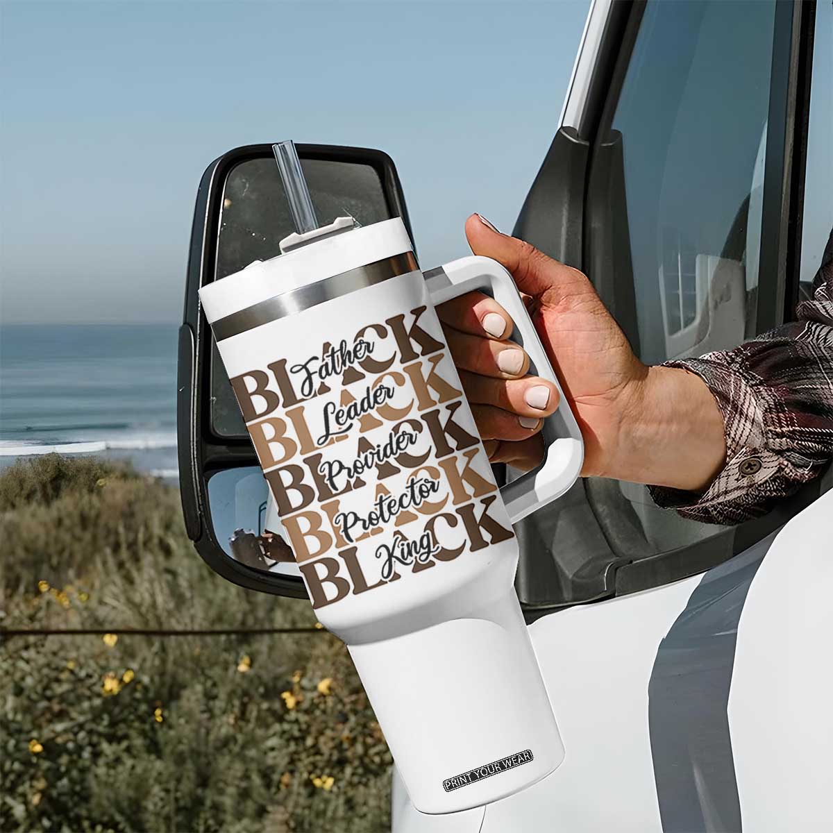 Father Leader Provider Protector King Tumbler With Handle Proud Black Dad Gift TS12 Print Your Wear