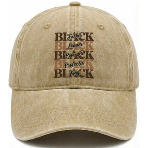 Father Leader Provider Protector King Washed Cotton Baseball Cap Proud Black Dad Gift TS12 Print Your Wear