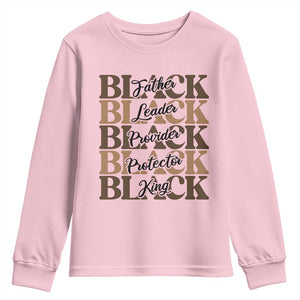 Father Leader Provider Protector King Youth Sweatshirt Proud Black Dad Gift TS12 Light Pink Print Your Wear