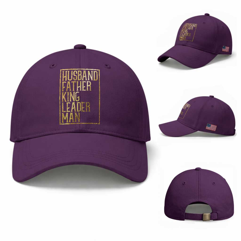 Husband Father King Leader Man Baseball Cap Proud Black Dad Gift TS12 Baseball Cap Universal Fit Purple Print Your Wear