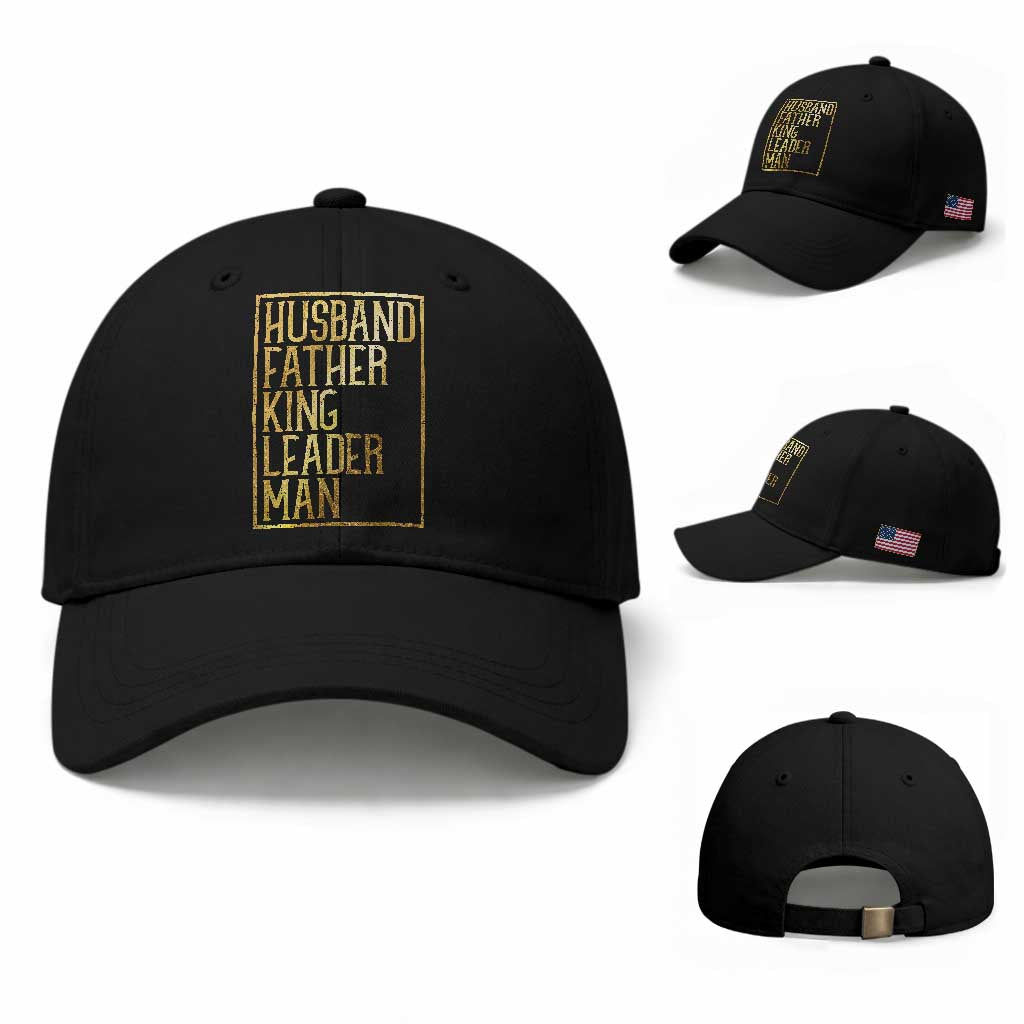 Husband Father King Leader Man Baseball Cap Proud Black Dad Gift TS12 Baseball Cap Universal Fit Black Print Your Wear