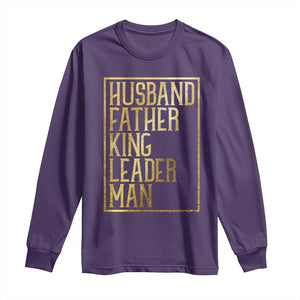 Husband Father King Leader Man Long Sleeve Shirt Proud Black Dad Gift TS12 Purple Print Your Wear