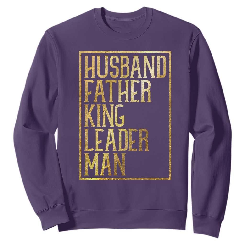 Husband Father King Leader Man Sweatshirt Proud Black Dad Gift TS12 Purple Print Your Wear
