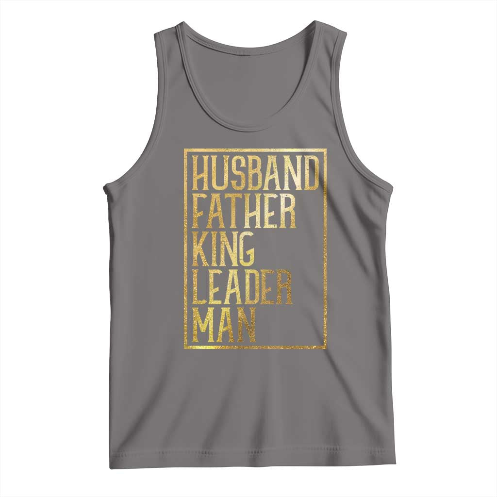 Husband Father King Leader Man Tank Top Proud Black Dad Gift TS12 Deep Heather Print Your Wear