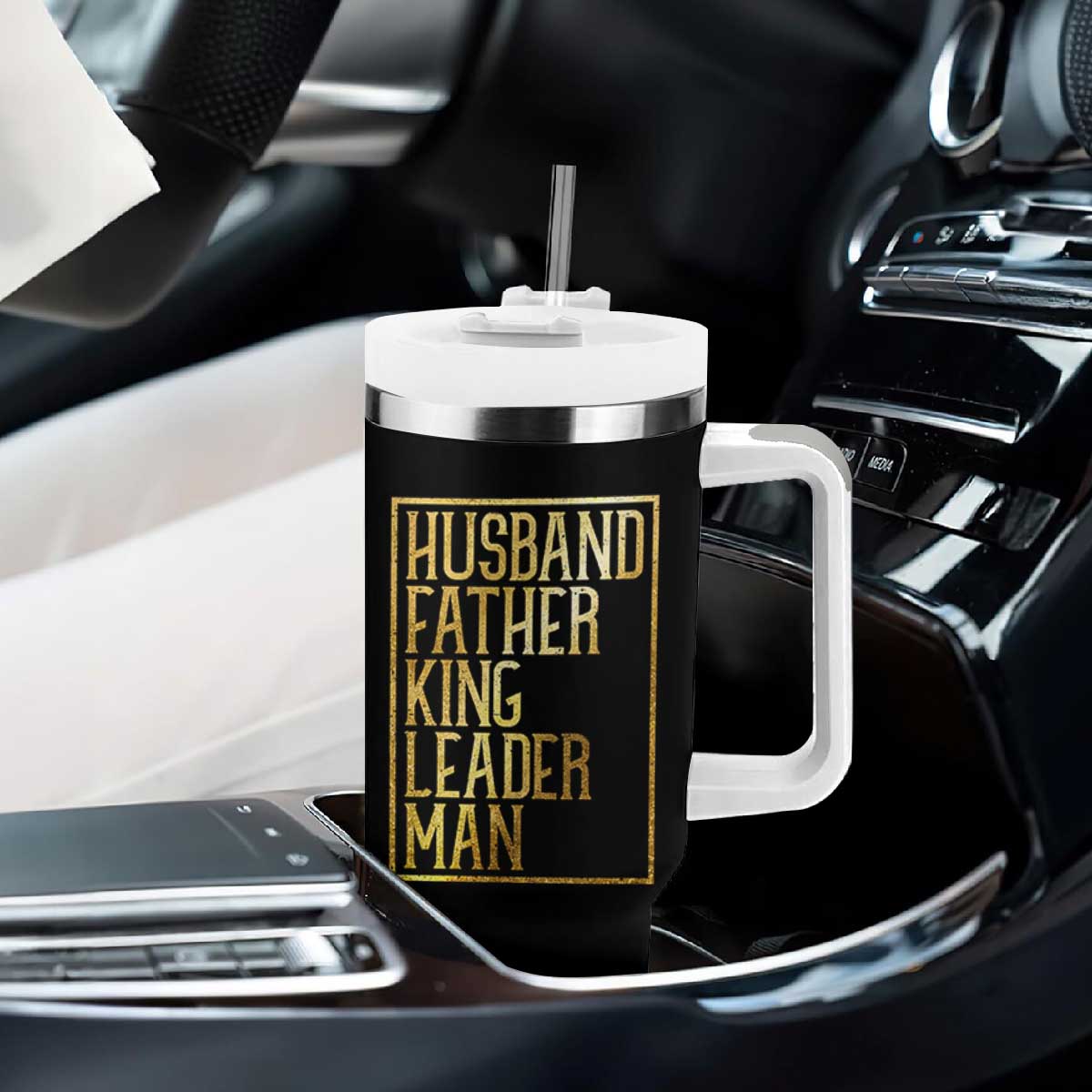 Husband Father King Leader Man Tumbler With Handle Proud Black Dad Gift TS12 Print Your Wear