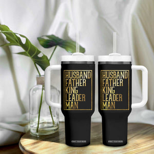 Husband Father King Leader Man Tumbler With Handle Proud Black Dad Gift TS12 Print Your Wear