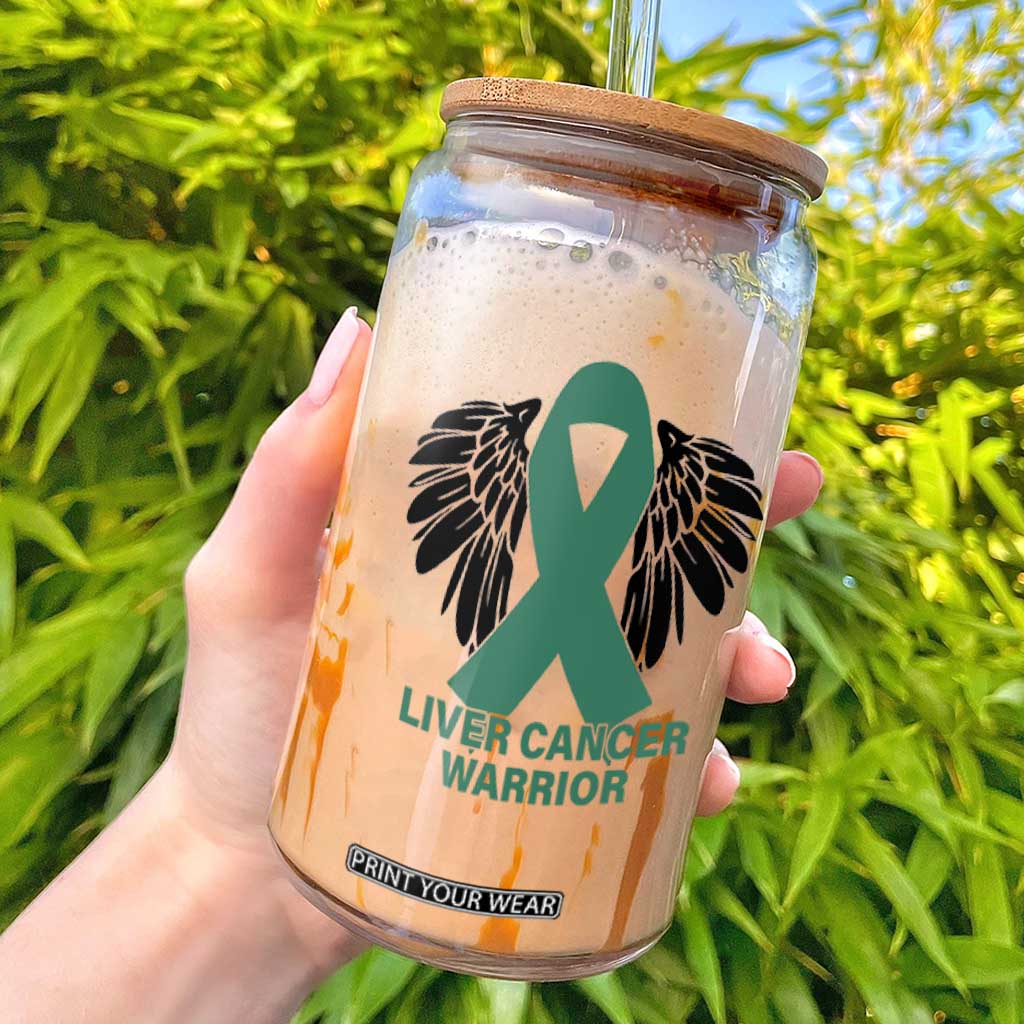 Liver Cancer Angel Warrior Wings Glass Can Green Ribbon Awareness Support Gift TS12 White Print Your Wear