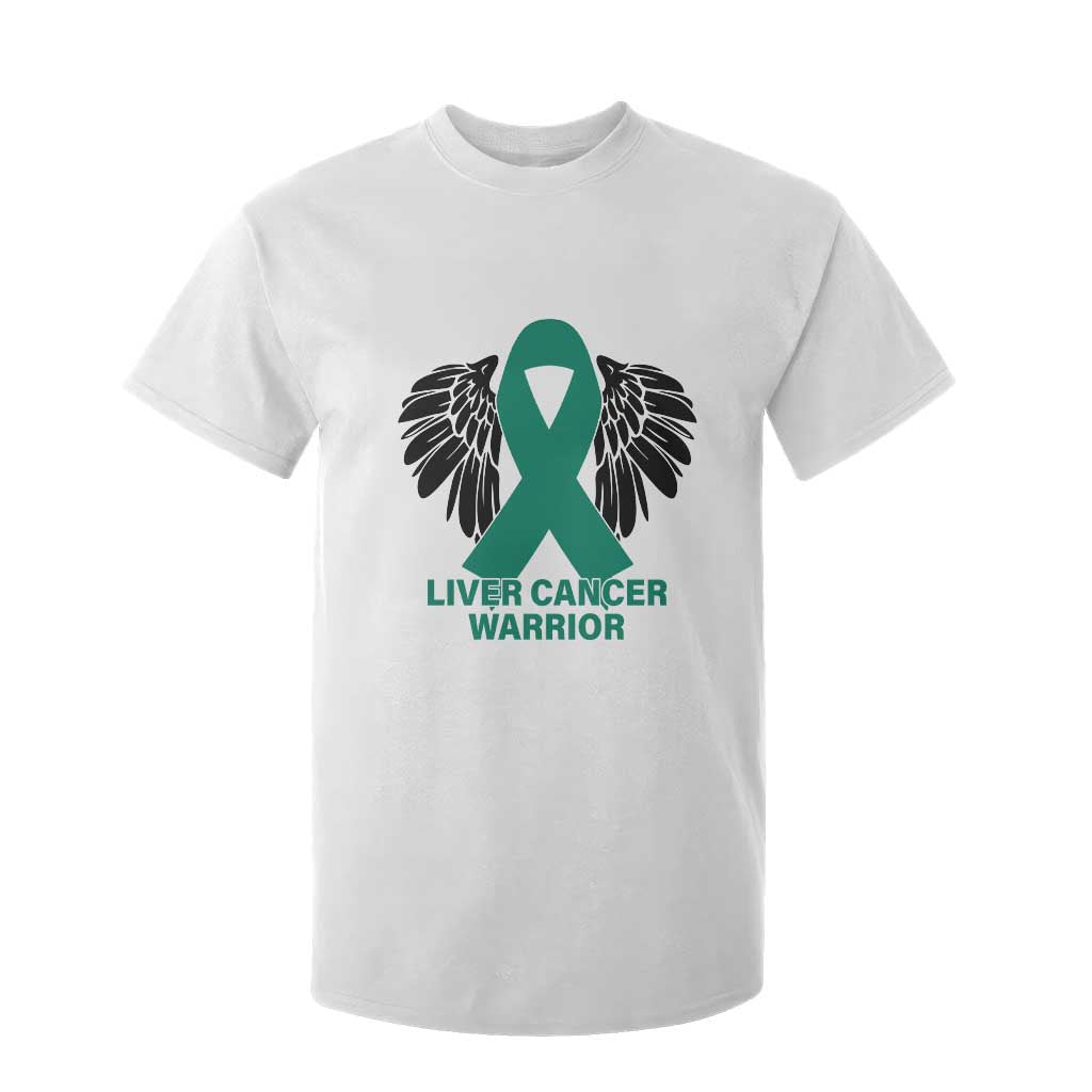 Liver Cancer Angel Warrior Wings T Shirt For Kid Green Ribbon Awareness Support Gift TS12 White Print Your Wear