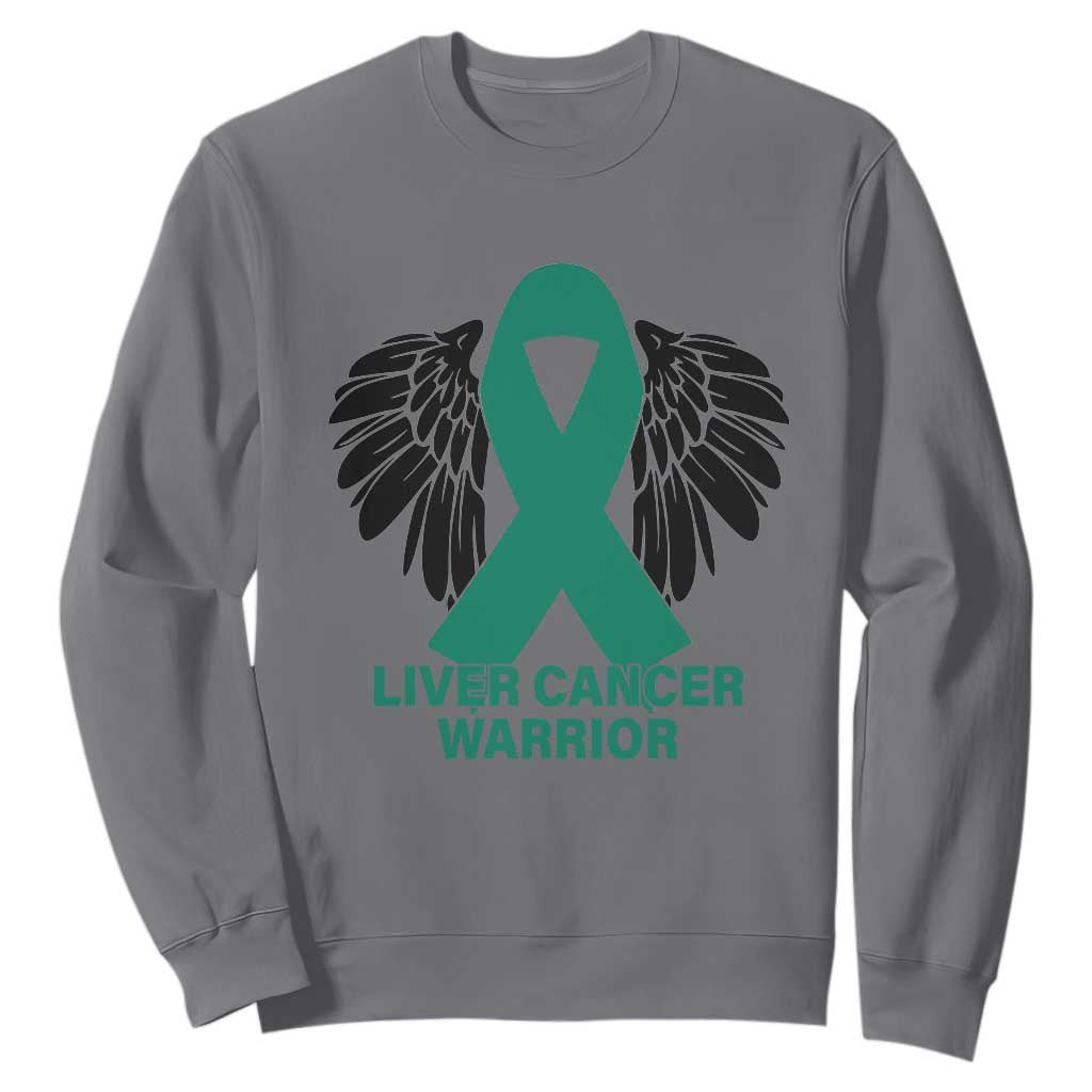 Liver Cancer Angel Warrior Wings Sweatshirt Green Ribbon Awareness Support Gift TS12 Charcoal Print Your Wear