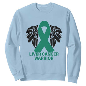 Liver Cancer Angel Warrior Wings Sweatshirt Green Ribbon Awareness Support Gift TS12 Light Blue Print Your Wear