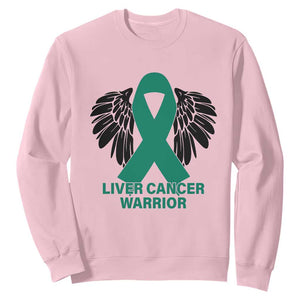 Liver Cancer Angel Warrior Wings Sweatshirt Green Ribbon Awareness Support Gift TS12 Light Pink Print Your Wear