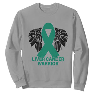 Liver Cancer Angel Warrior Wings Sweatshirt Green Ribbon Awareness Support Gift TS12 Sport Gray Print Your Wear