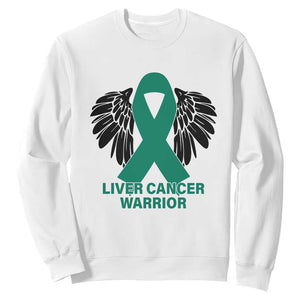 Liver Cancer Angel Warrior Wings Sweatshirt Green Ribbon Awareness Support Gift TS12 White Print Your Wear