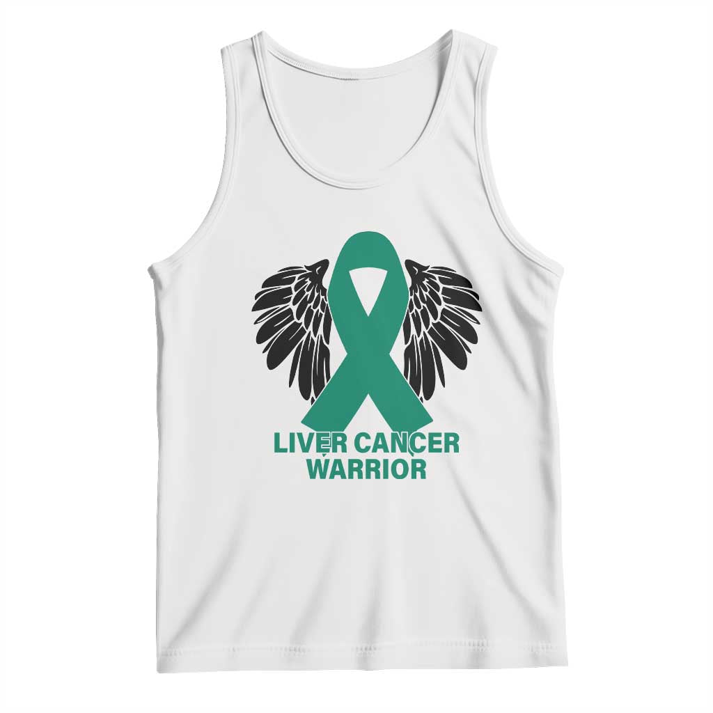 Liver Cancer Angel Warrior Wings Tank Top Green Ribbon Awareness Support Gift TS12 White Print Your Wear