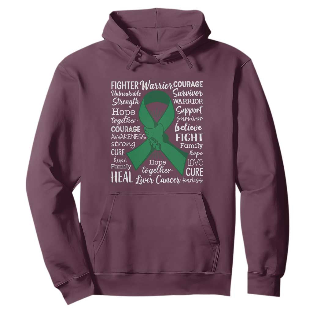 Liver Cancer Support Gift Hoodie Fearless Unbreakable Warrior Hope TS12 Maroon Print Your Wear
