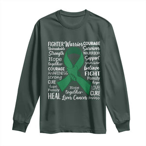 Liver Cancer Support Gift Long Sleeve Shirt Fearless Unbreakable Warrior Hope TS12 Dark Forest Green Print Your Wear