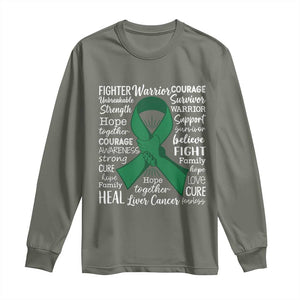 Liver Cancer Support Gift Long Sleeve Shirt Fearless Unbreakable Warrior Hope TS12 Military Green Print Your Wear