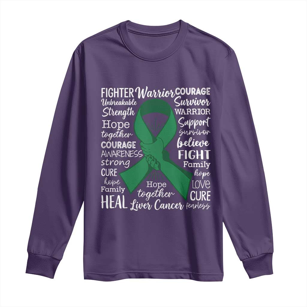 Liver Cancer Support Gift Long Sleeve Shirt Fearless Unbreakable Warrior Hope TS12 Purple Print Your Wear