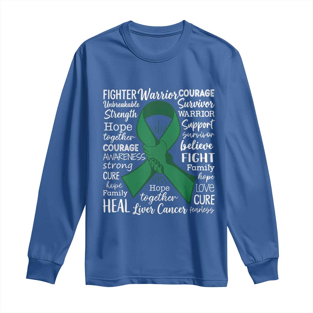 Liver Cancer Support Gift Long Sleeve Shirt Fearless Unbreakable Warrior Hope TS12 Royal Blue Print Your Wear