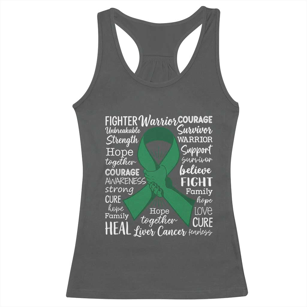 Liver Cancer Support Gift Racerback Tank Top Fearless Unbreakable Warrior Hope TS12 Dark Heather Print Your Wear