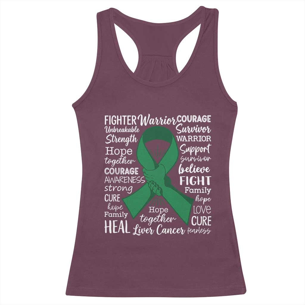 Liver Cancer Support Gift Racerback Tank Top Fearless Unbreakable Warrior Hope TS12 Maroon Print Your Wear